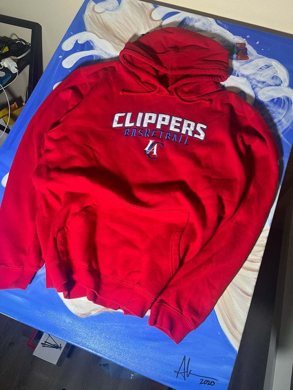 Adidas LA Clippers Basketball Hoodie Red Size XL